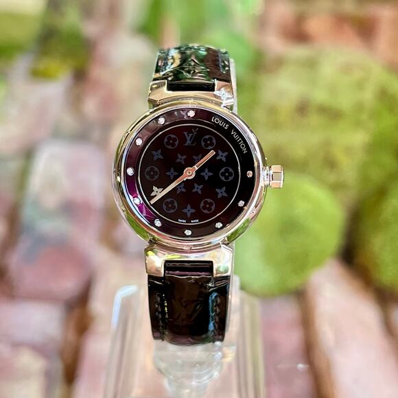 LOUIS VUITTON Tambour Stainless Steel Vernis Quartz Watch - Picture 1 of 14